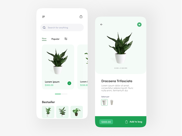 Plants app concept ui design⚡