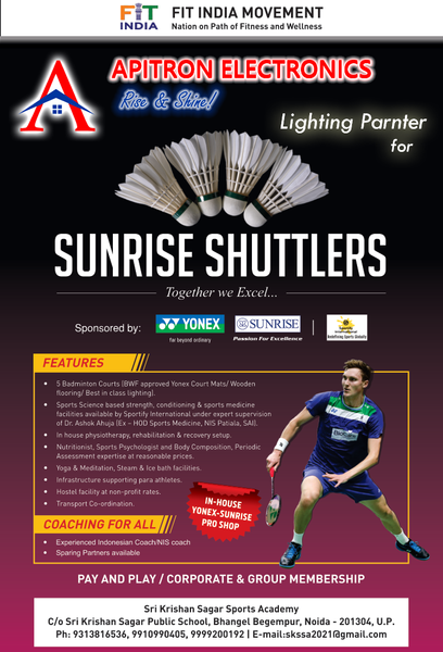 SUNRISE SHUTTLERS! AN INTERNATIONAL STANDARD BADMINTON COMPLEX.