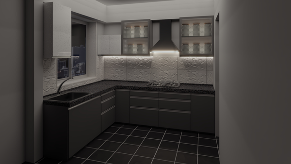 Living Room and Kitchen Render