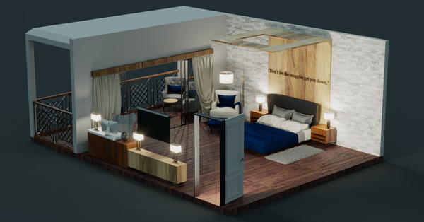 Isometric View of a Bedroom