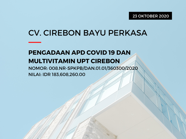 PENGADAAN APD COVID 19 DAN MULTIVITAMIN UPT CIREBON