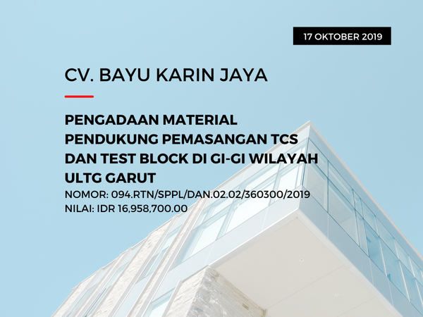 PENGADAAN MATERIAL PENDUKUNG PEMASANGAN TCS DAN TEST BLOCK DI GI-GI WILAYAH ULTG GARUT