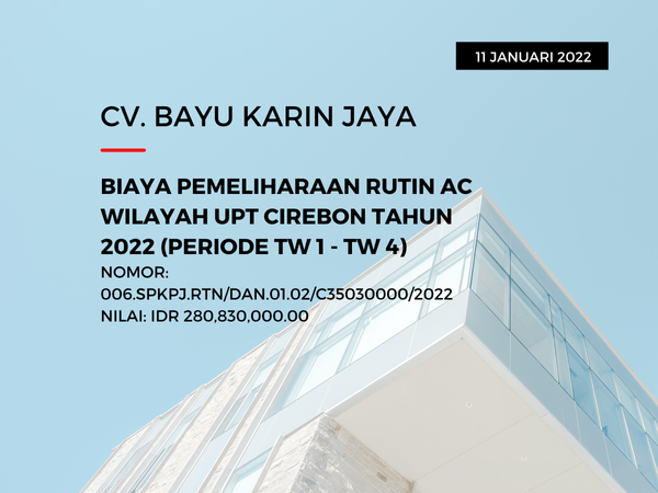 BIAYA PEMELIHARAAN RUTIN AC WILAYAH UPT CIREBON TAHUN 2022 (PERIODE TW 1 - TW 4)