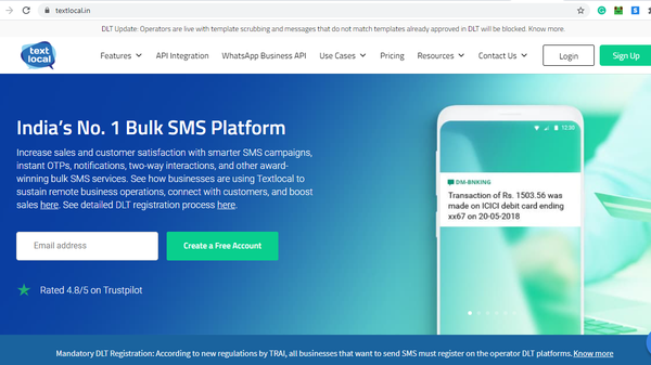 Admin portal and user portal for bulk SMS