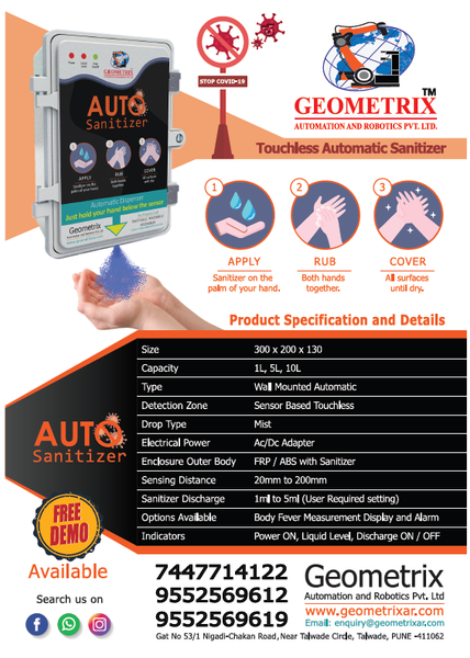 Leaflet Printing - Geometrix Auto Sanitizer with Branding