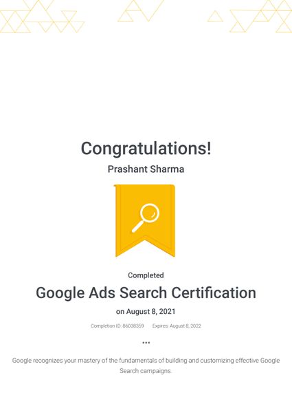Google ads search certificate