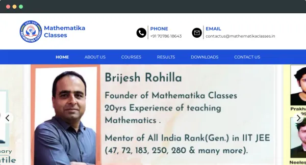 Website for a coaching institute