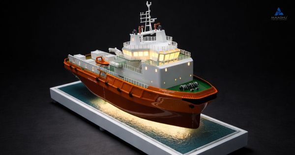 Detailed Ship Scale Model with Lighting & Finishing
