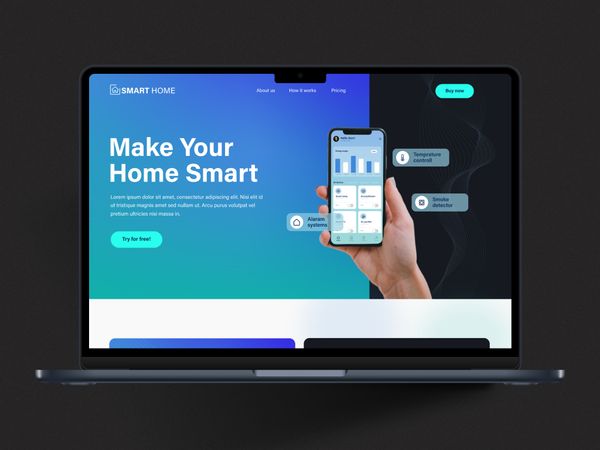 Landing page design for smart home app