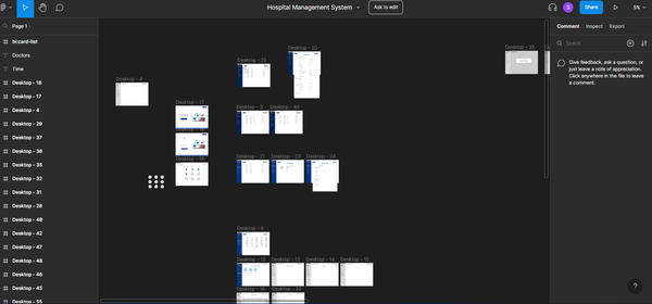 UI design of a Hospital Management Software