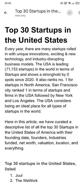Startups in USA