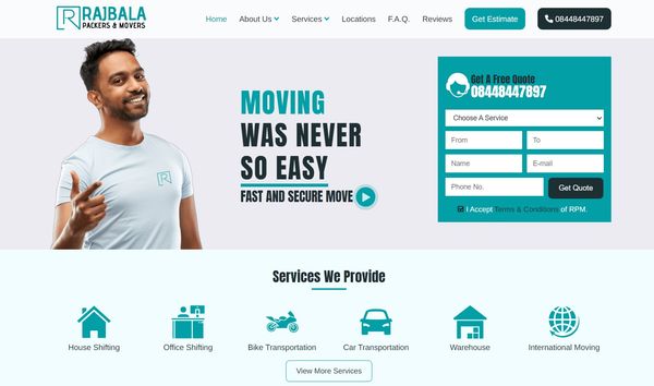 Rajbala Packers and Movers Website