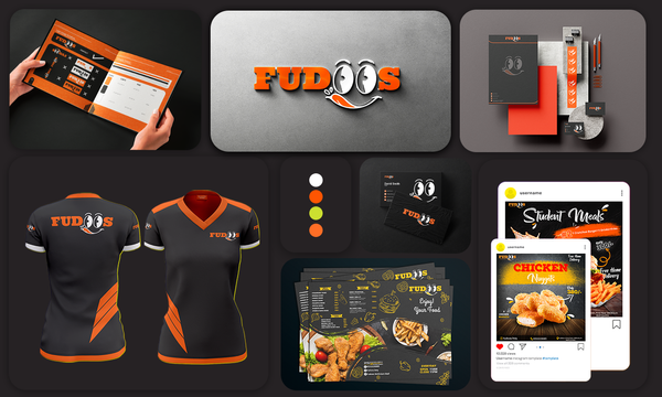 Complete branding and social media post design for a restaurent "FUDOOS"
