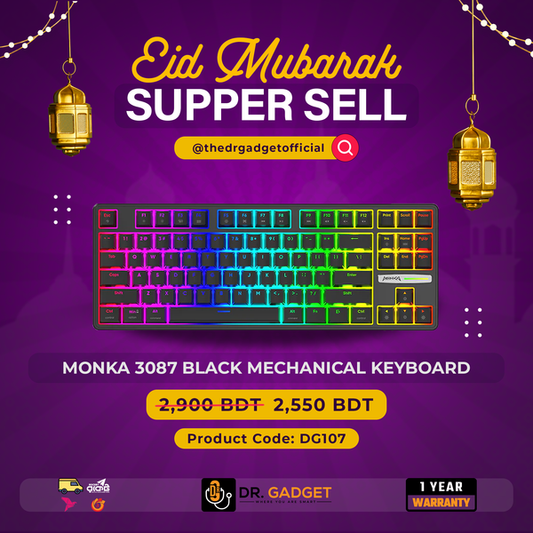 Monka 3087 Black Mechanical Keyboard (Red Switch)