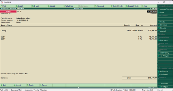 GST Invoice Creation Using Tally ERP 9 GST Invoice Creation Using Tally ERP 9