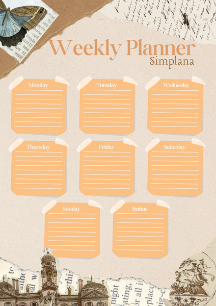 Rustic Chic Weekly Planner (Vintage Scrapbook Aesthetic)