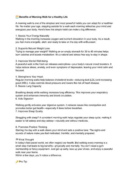 “Benefits of Morning Walk – Health & Wellness Article” “Benefits of Morning Walk – Health & Wellness Article”
