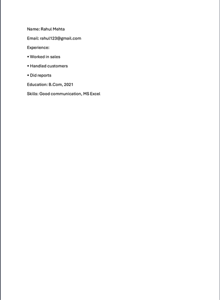 Resume Writing – Before & After (For Fresher)