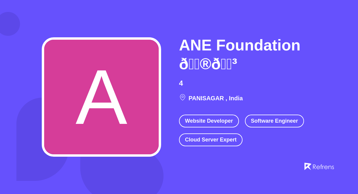 Ane Foundation 🇮🇳 Panisagar Refrens